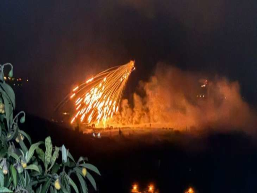 اخماد الحرائق في الاحراج المتاخمة لنهر الليطاني جراء القصف الفوسفوري