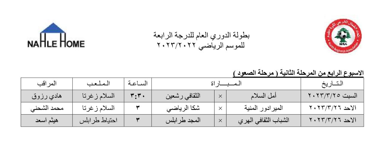 نادي أمل السّلام بمواجهة نادي الثّقافيّ رشعين غدًا السبت 