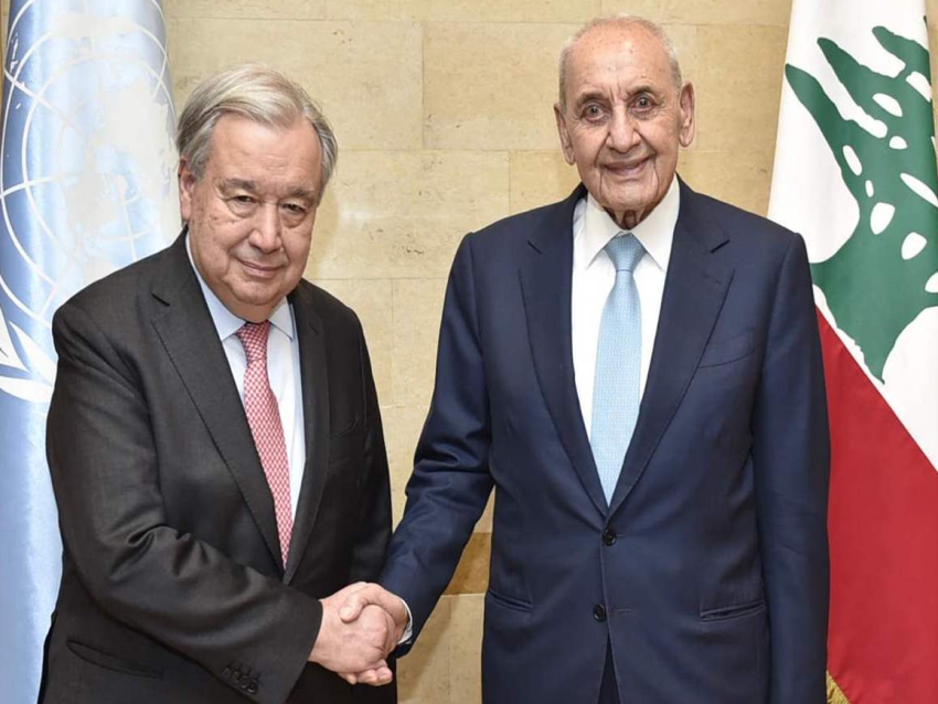 بري أكد لغوتيريش تمسّك لبنان بالقرار 1701: لإلزام إسرائيل بوقف عدوانها وتطبيق اتفاق تشرين 2024